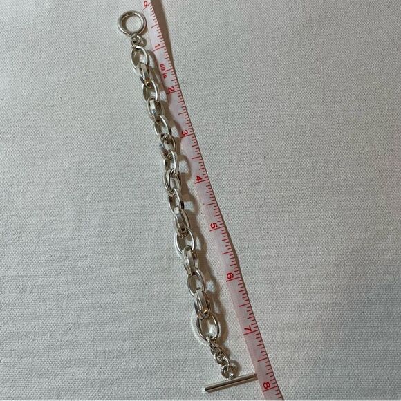 OVAL LINK TOGGLE CLASP BRACELET STERLING SILVER 925 29.5 grams - Picture 4 of 6